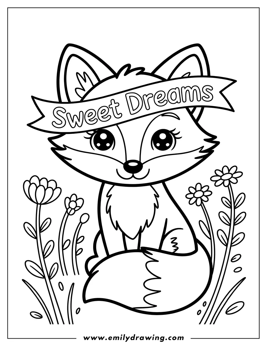 Outline of a fox sitting with a