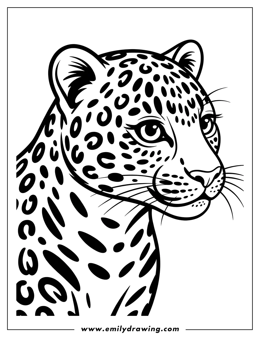 Close-up outline of a jaguar's face, showing its distinctive spotted markings.