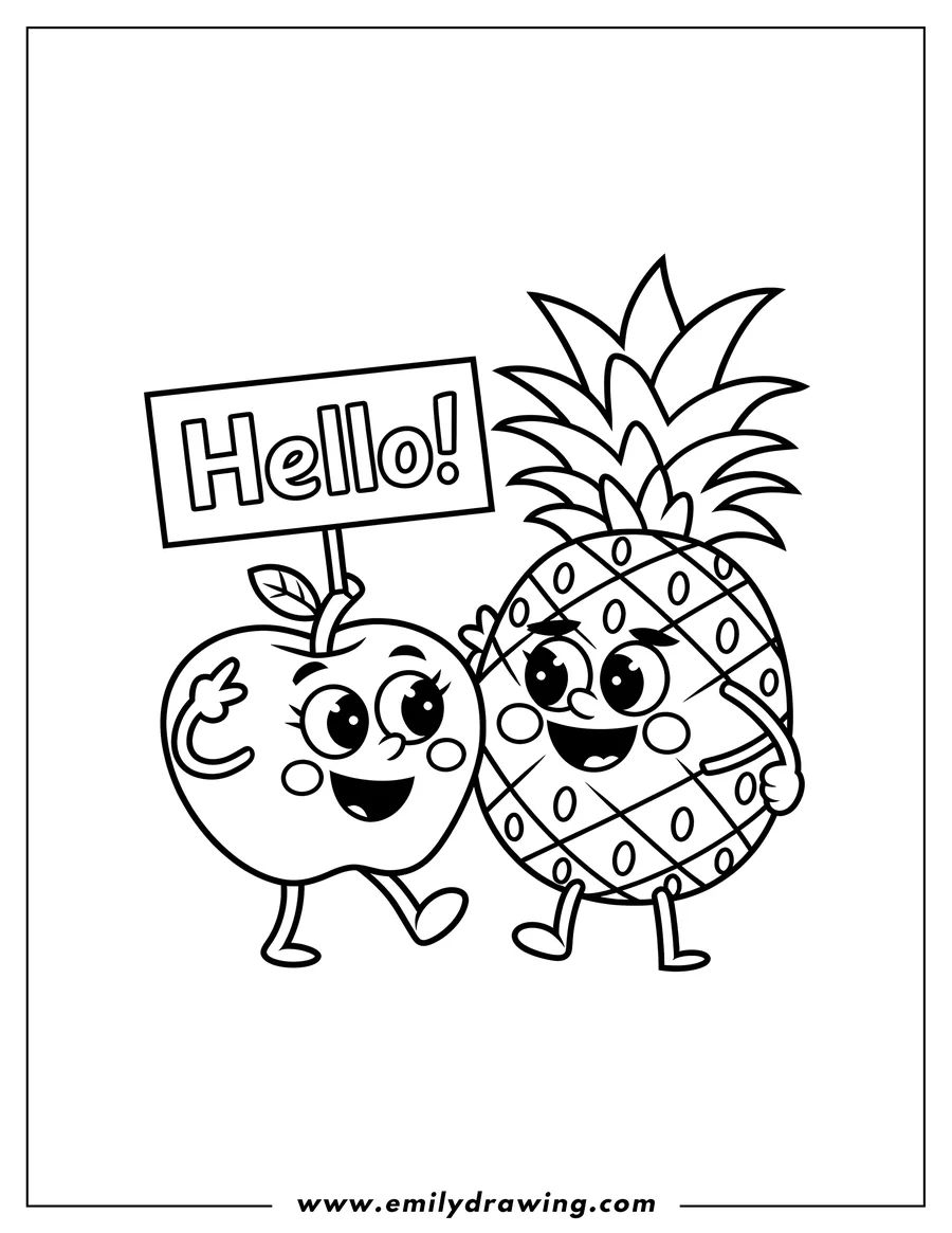 Line art of an apple holding a 
