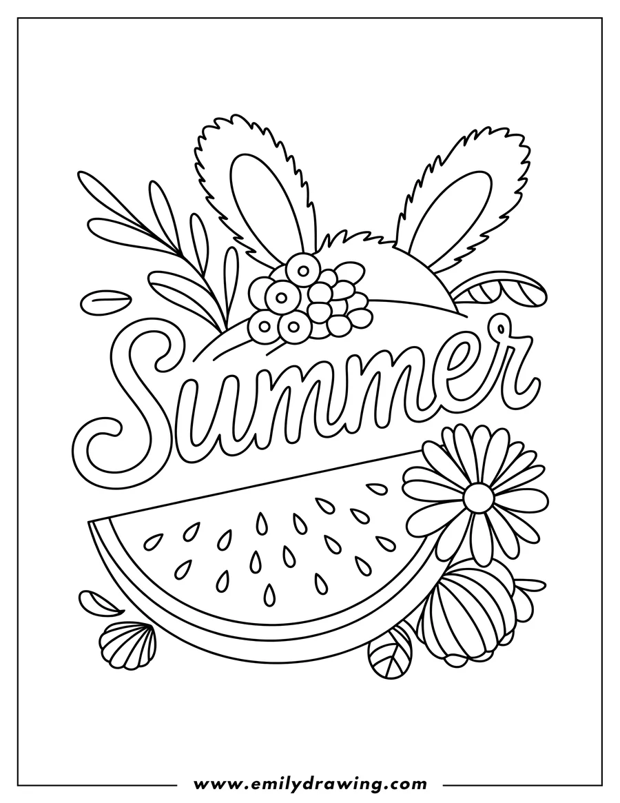 Outline of a watermelon slice with the word
