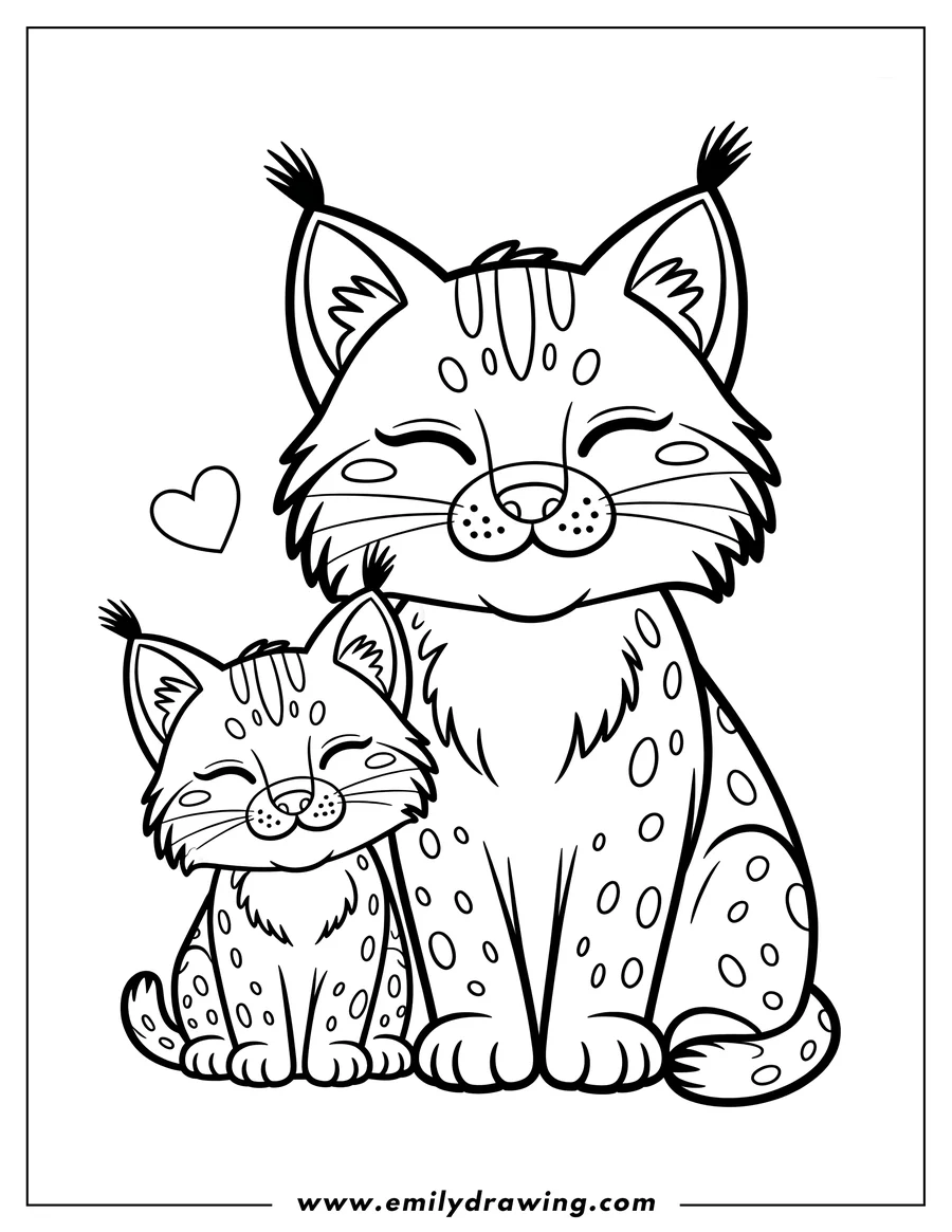 Outline of two bobcats sitting together.