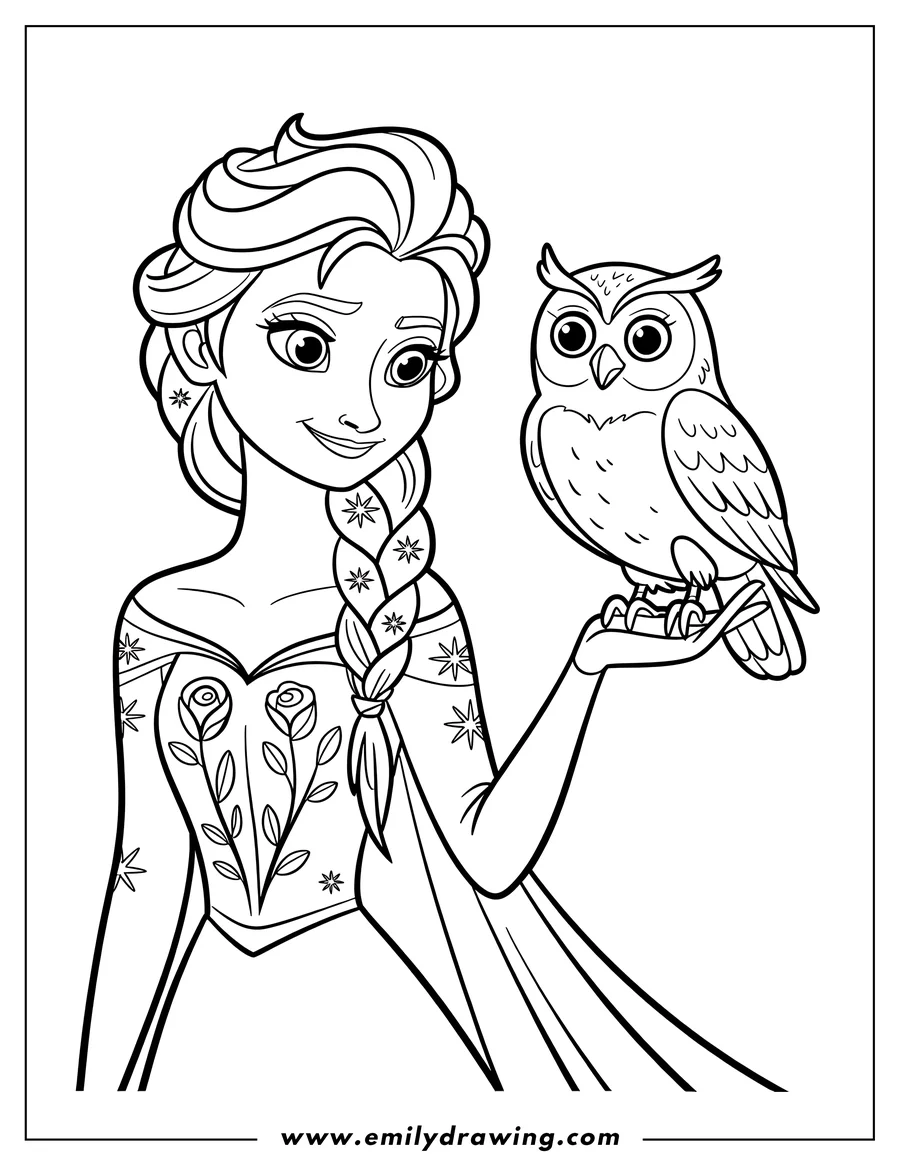 Elsa holding an owl