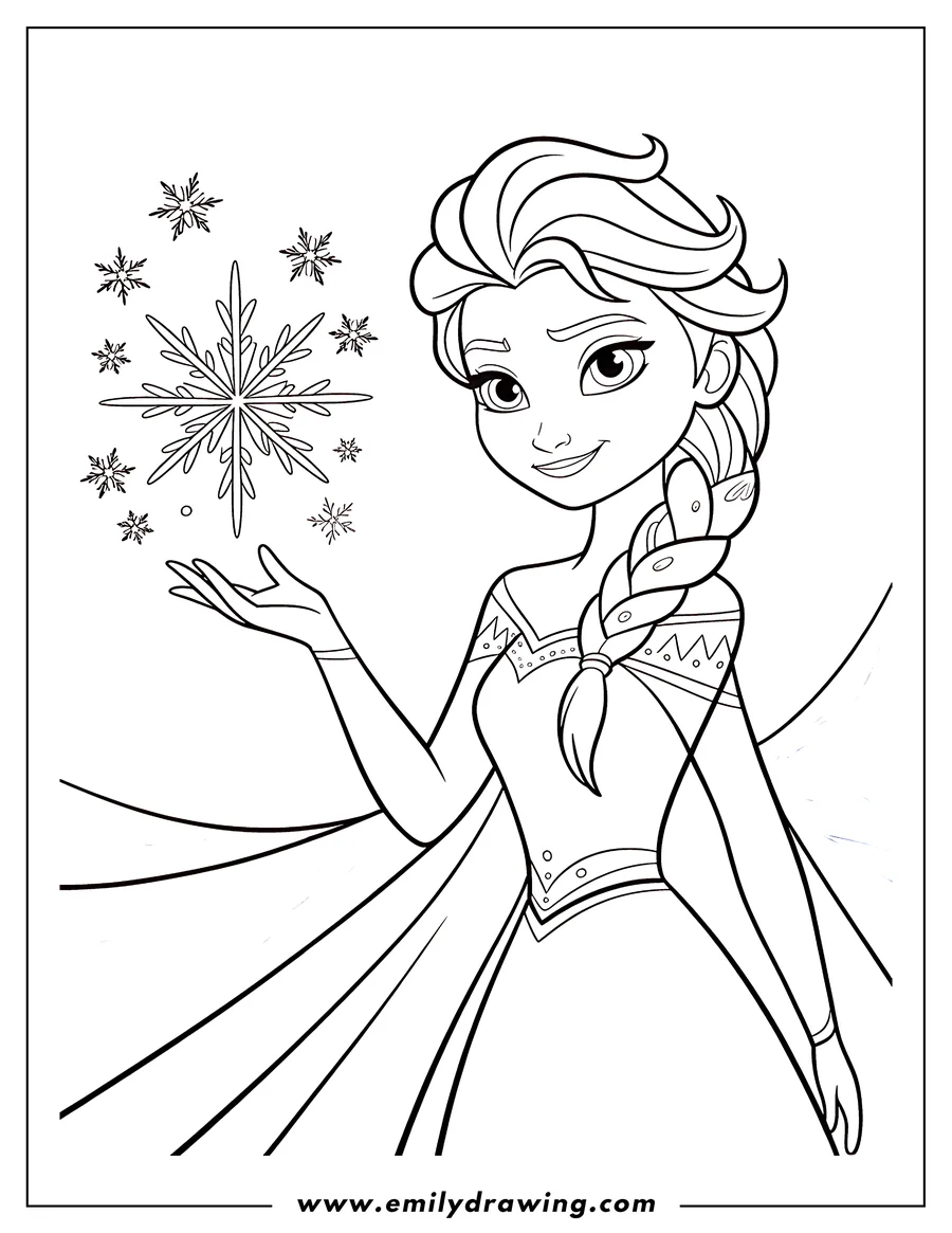 Elsa from Frozen with a snowflake in her hand.