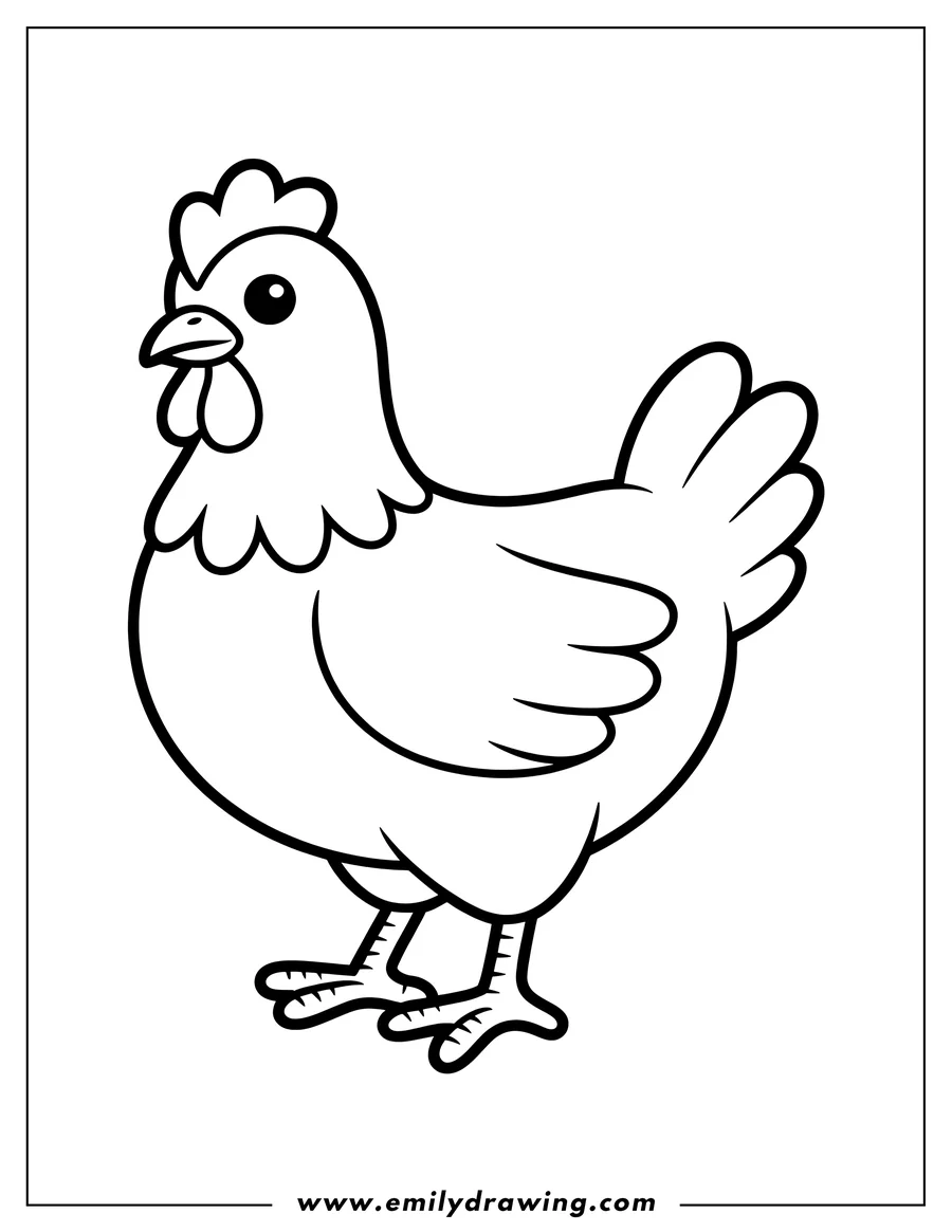 Outline of a friendly-looking hen.