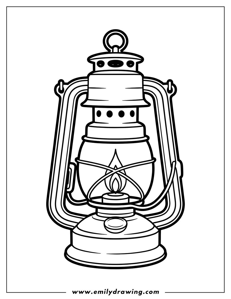 Line art of a lantern with a flame inside.