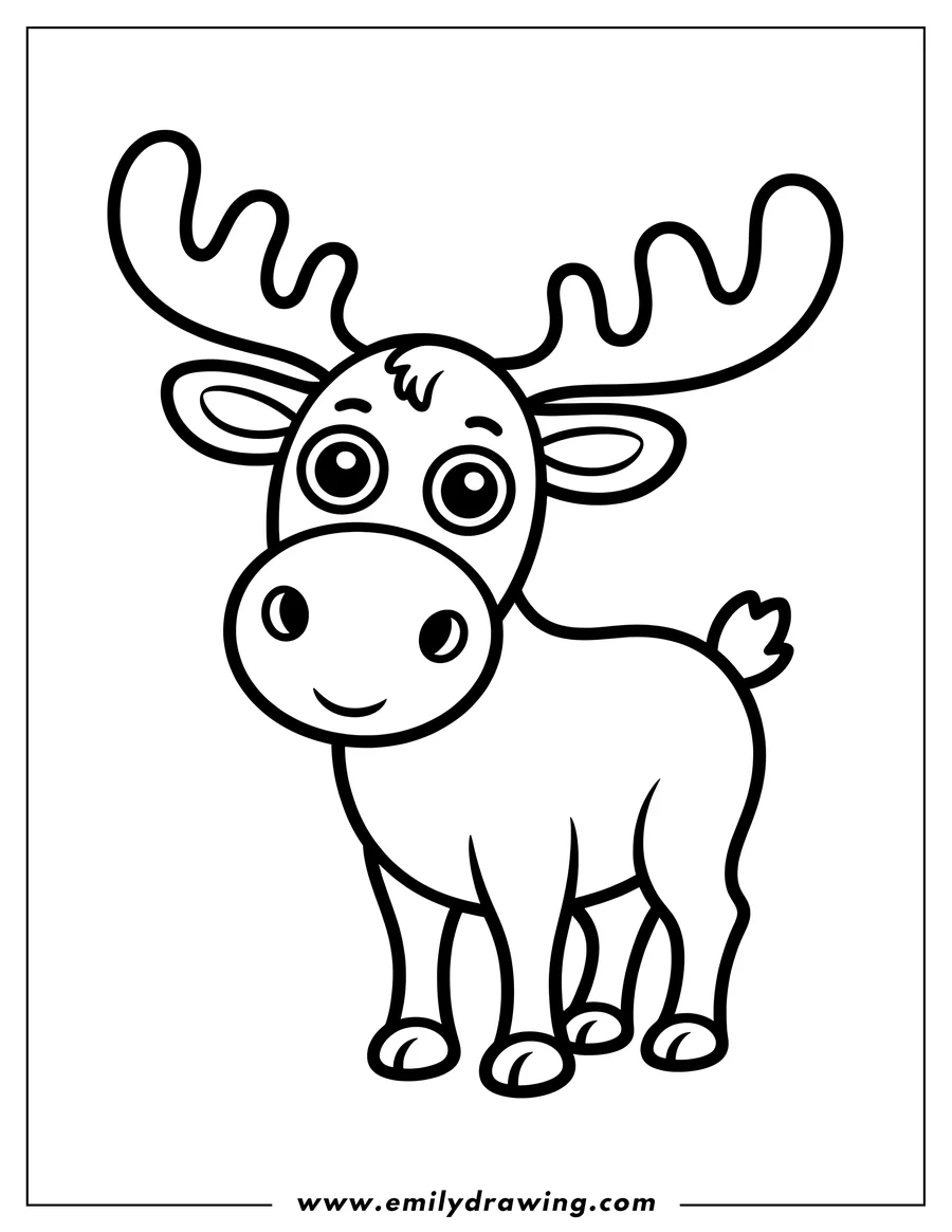 Outline of a moose with large antlers.