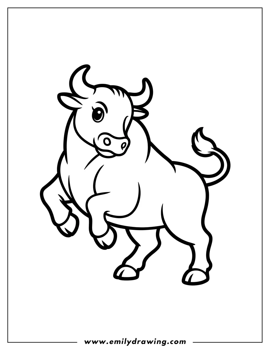 Outline of an ox prancing with its front leg raised.