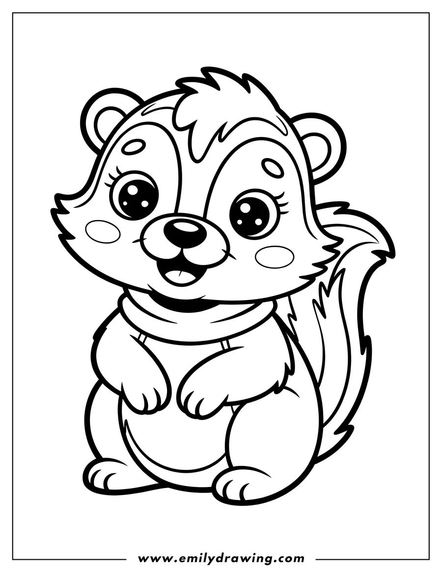 Outline of a happy skunk.