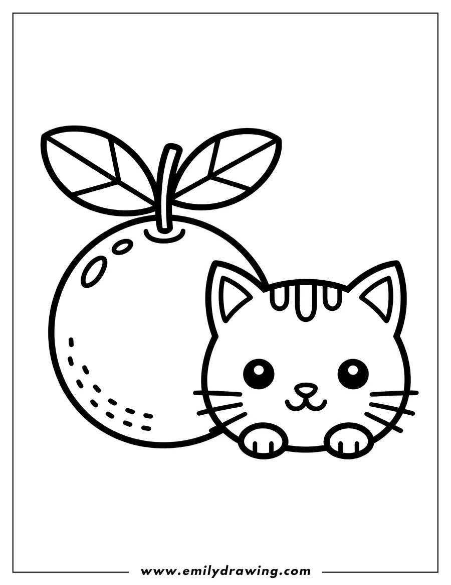 Outline of a cat next to a lemon.