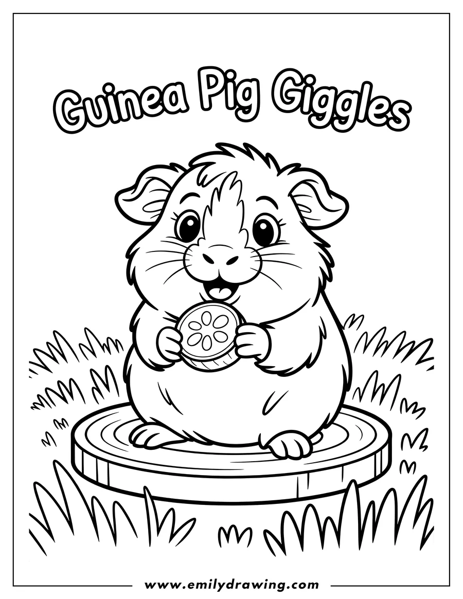 Outline of a guinea pig holding a slice of cucumber