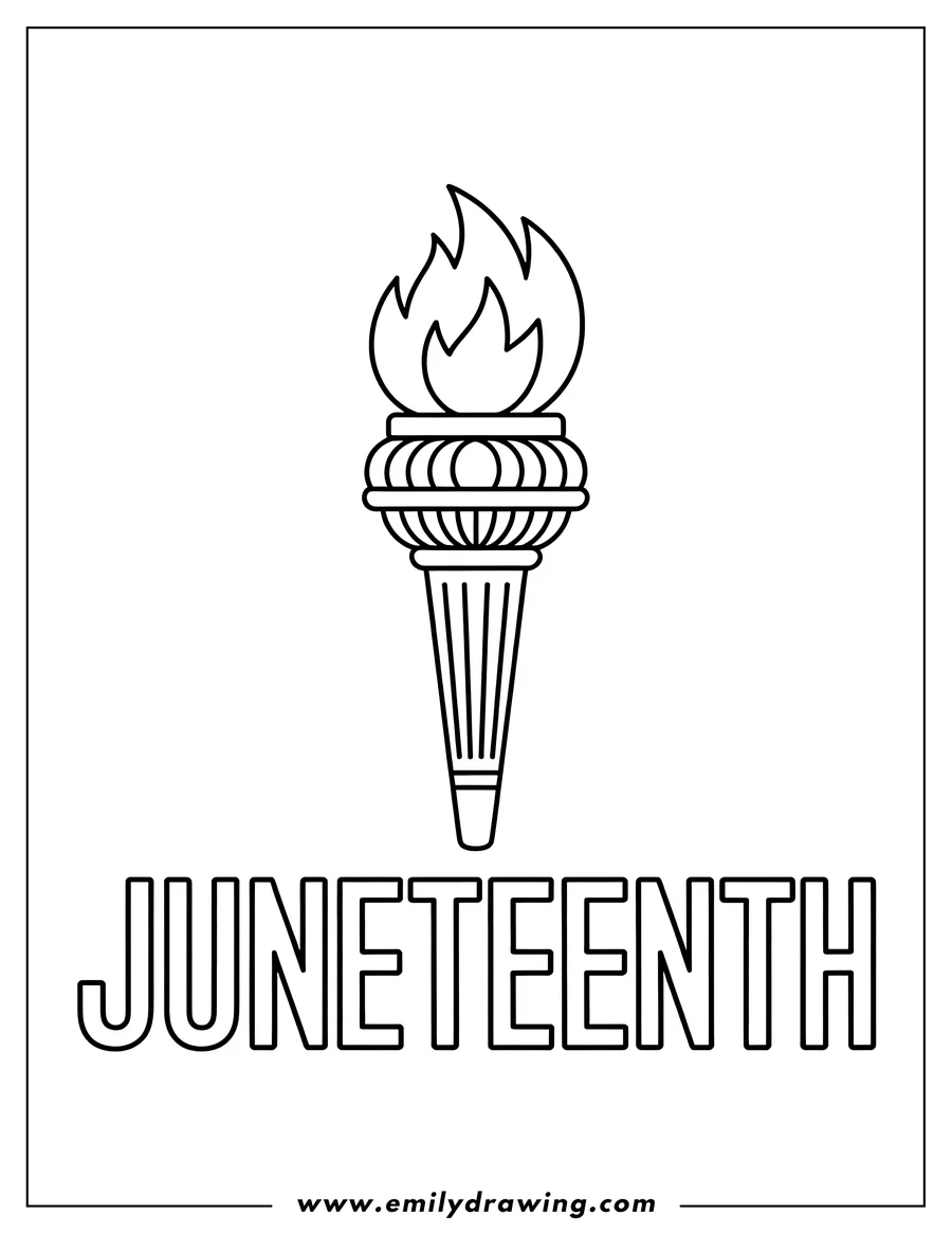 Line art of a torch with the word