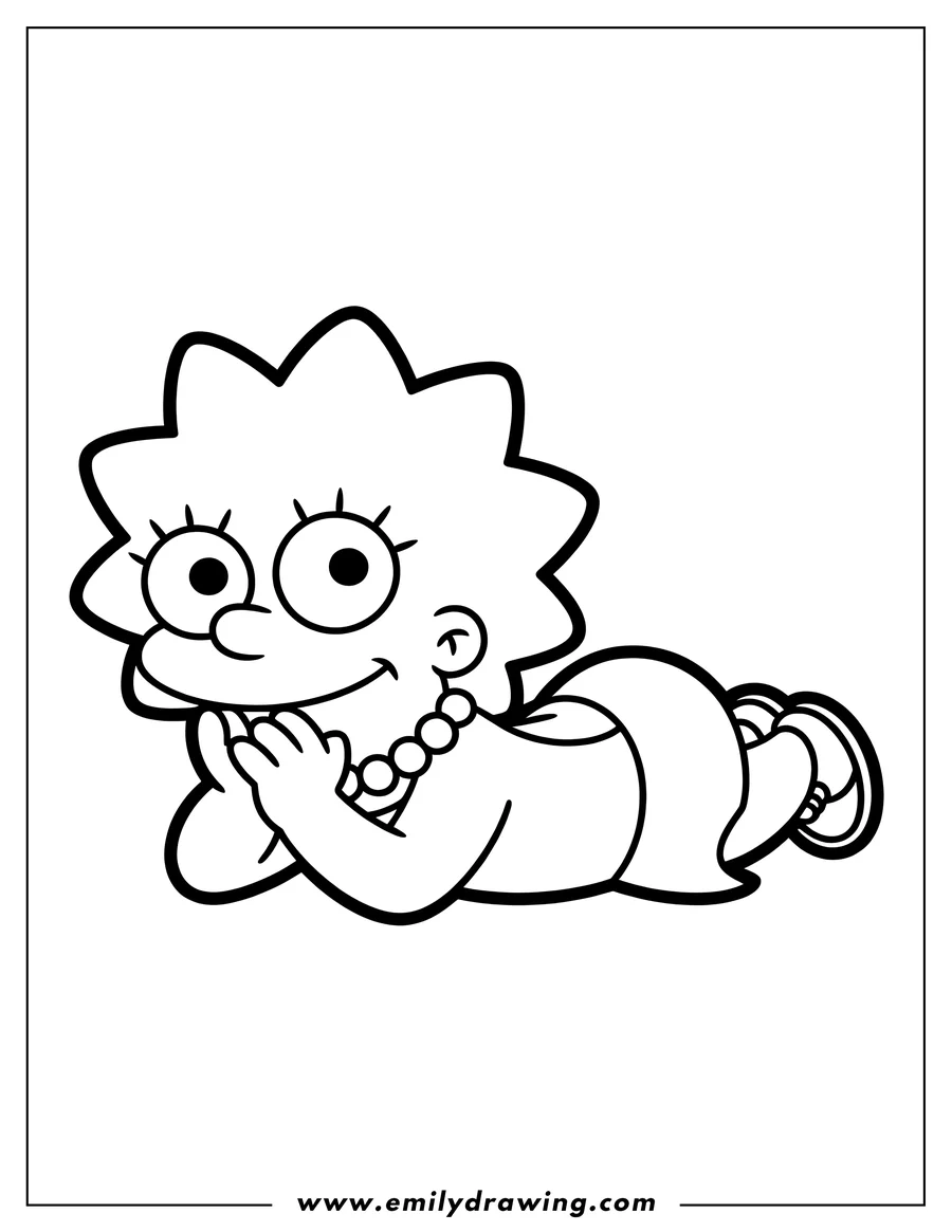Outline of Lisa Simpson lying on her stomach, resting her chin on her hands.