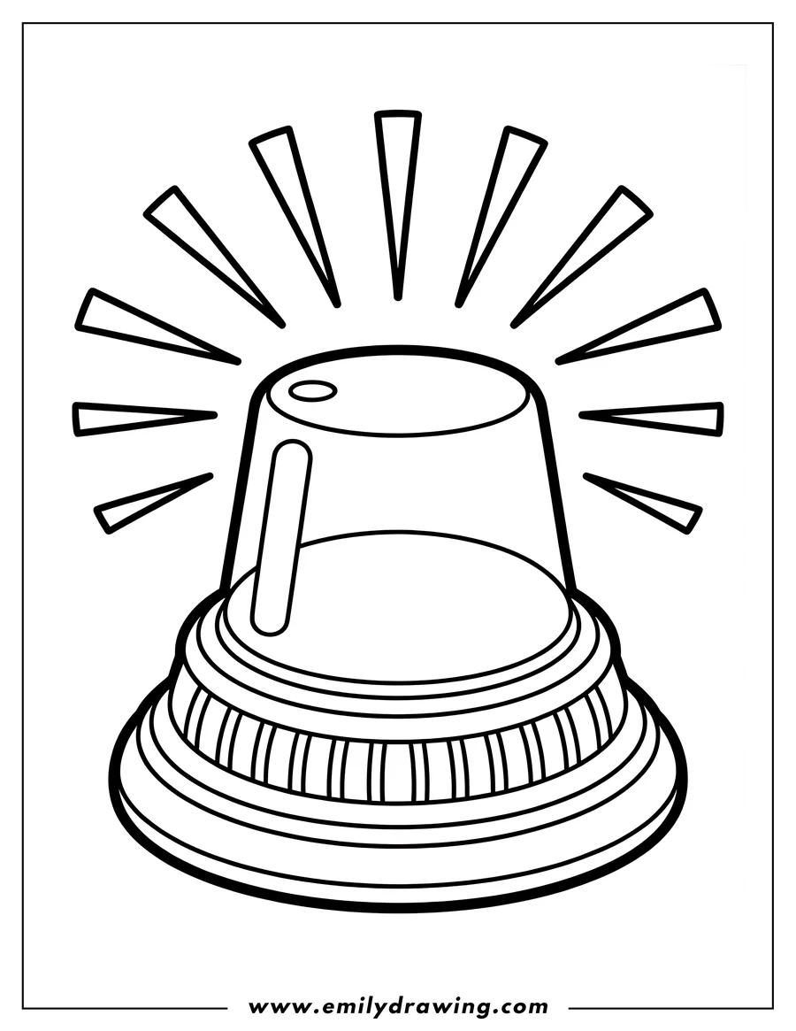 Line art of a police siren with light rays emanating from it.