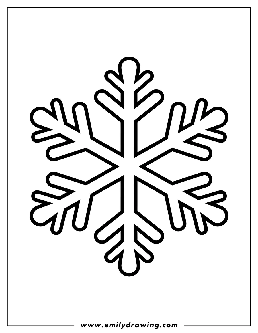 Simple outline of a six-pointed snowflake.
