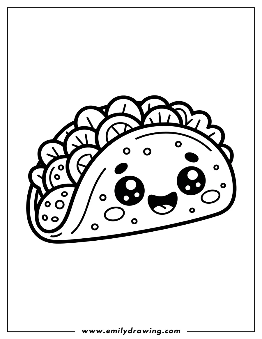 Outline of a happy taco with various fillings