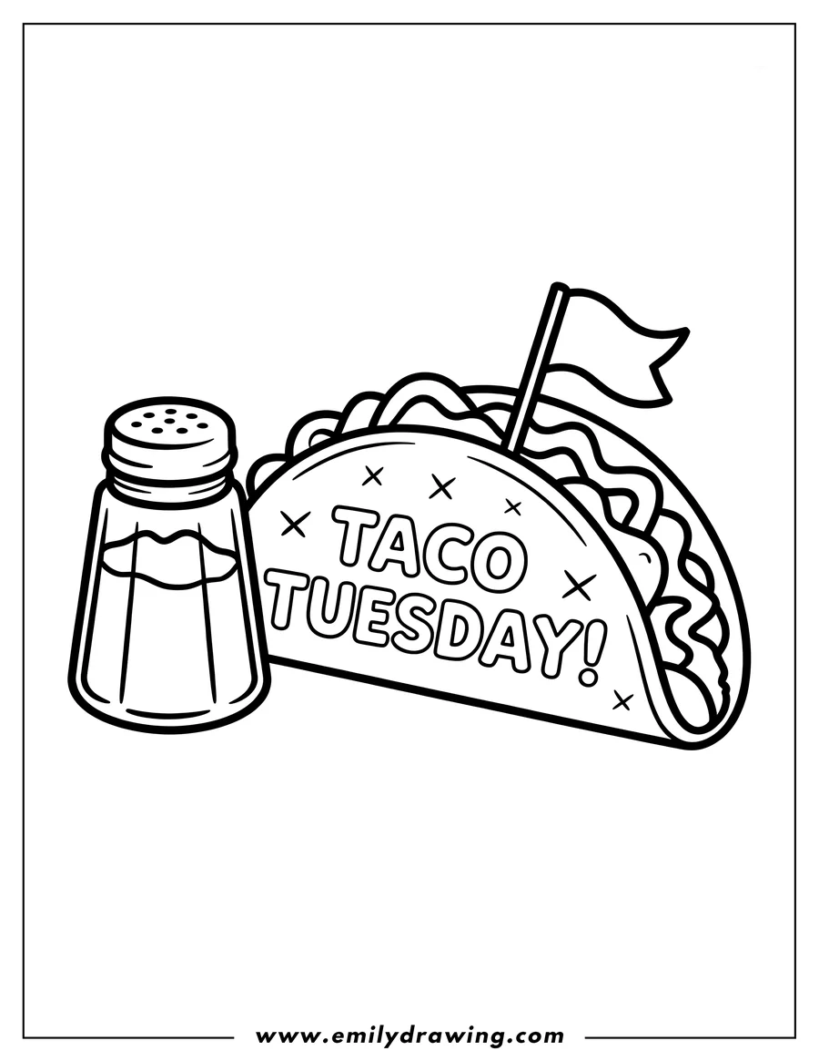 Line art of a taco with