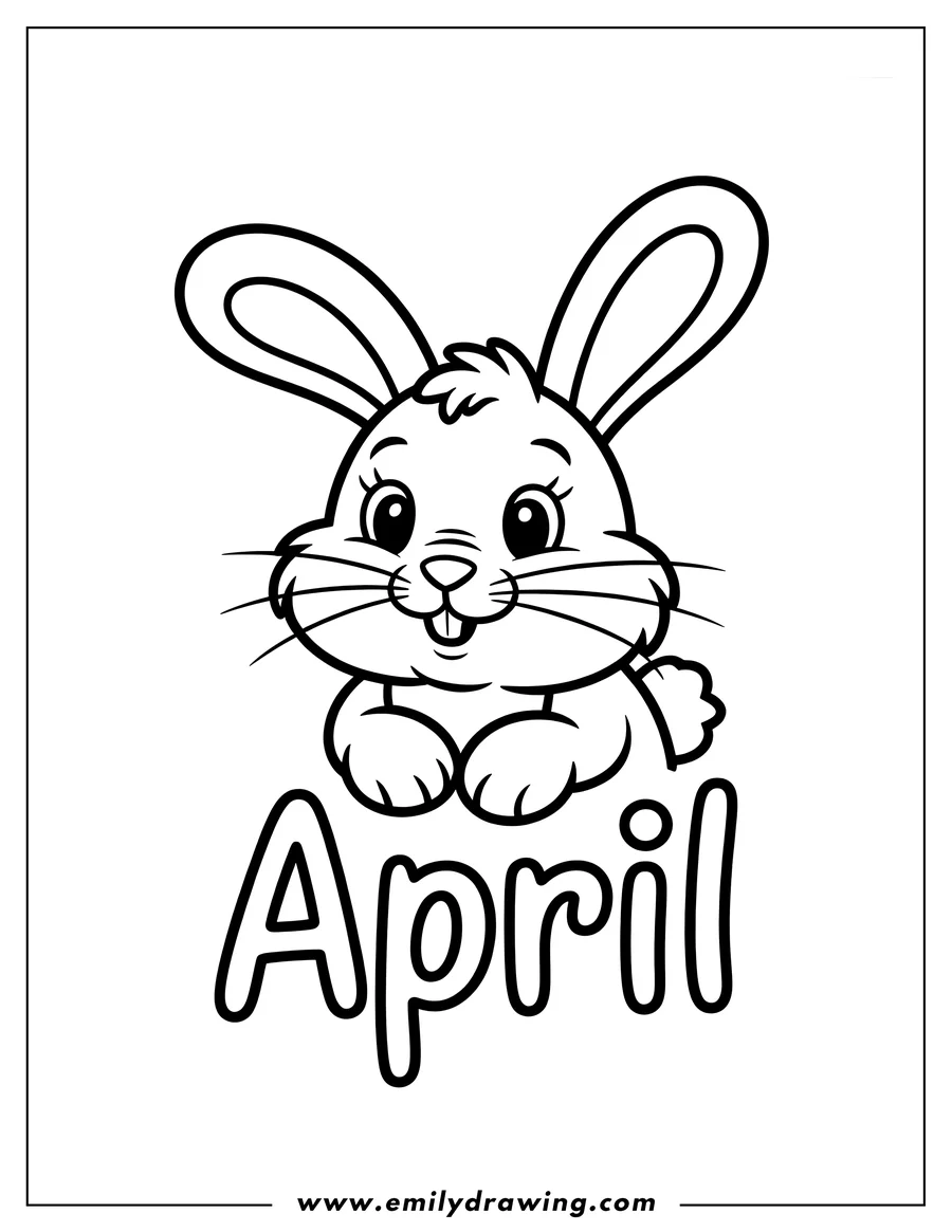 Outline of a bunny with the word April written below it.
