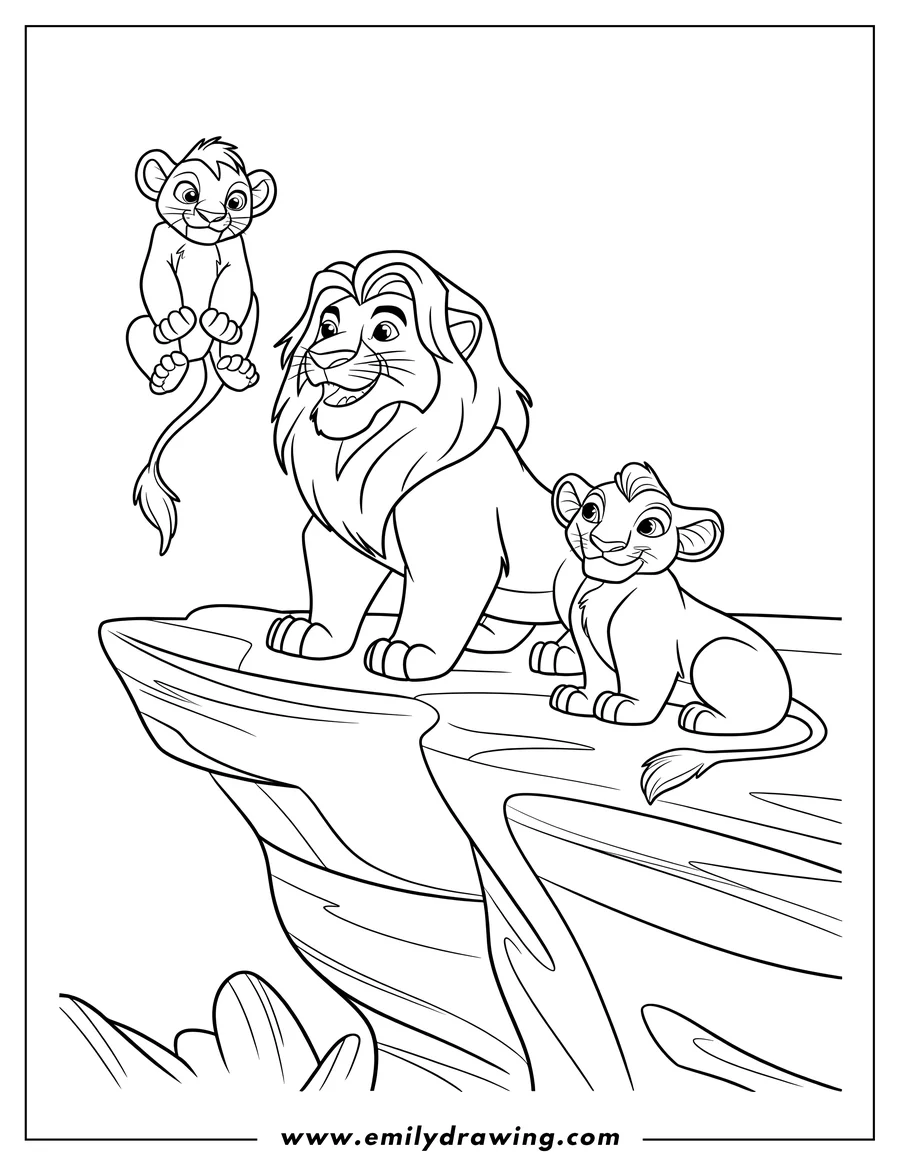 PDF style coloring page: adult Lion