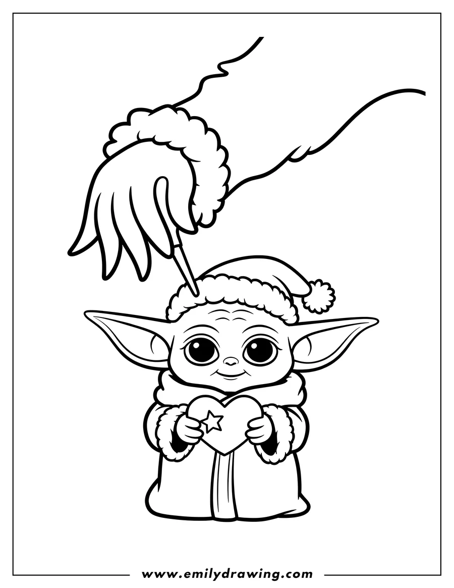 Full page coloring image of alien Child