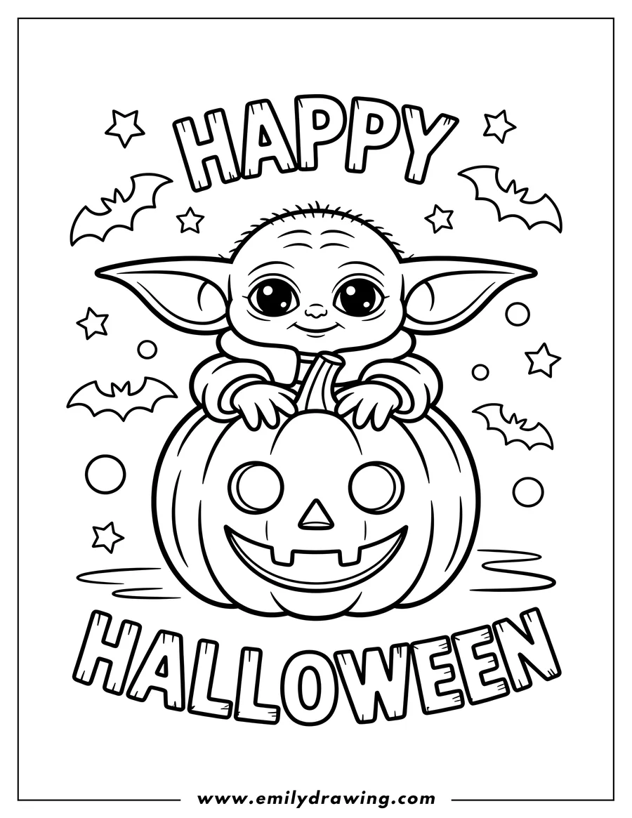 Doodle style coloring picture of alien Child