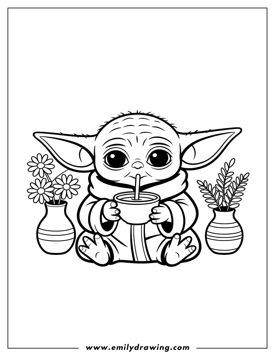Coloring page of alien Child