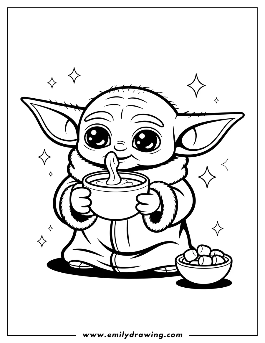 Full page coloring image of alien Child