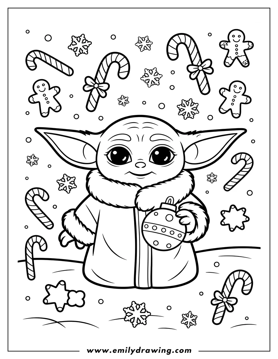 Downloadable coloring page of alien Child (Grogu/Baby Yoda)