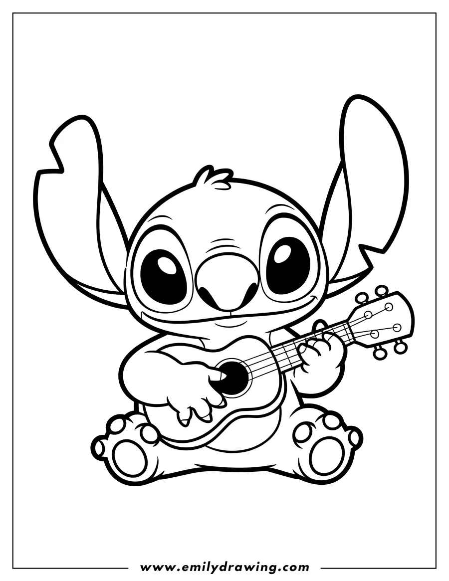 Coloring page for kids: alien (Stitch)