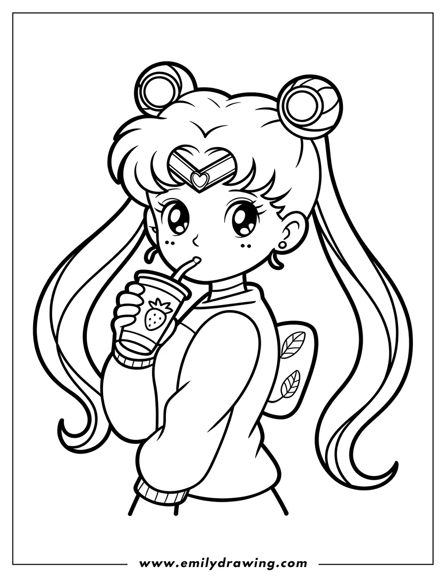 Printable coloring page of anime Girl