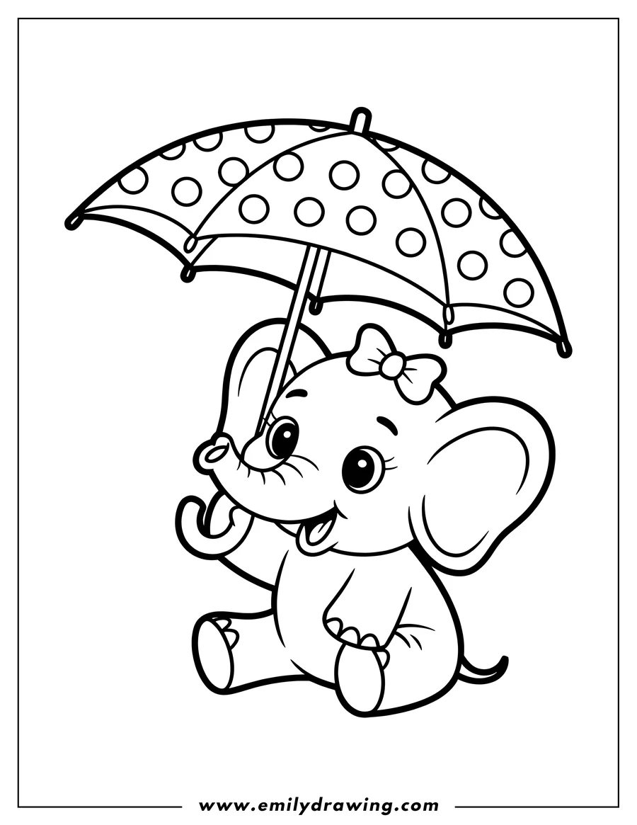 Free printable coloring sheet of baby Elephant