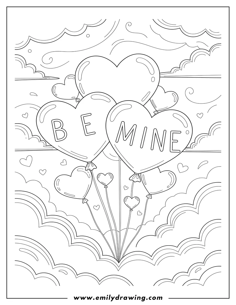 Free printable coloring sheet of balloons