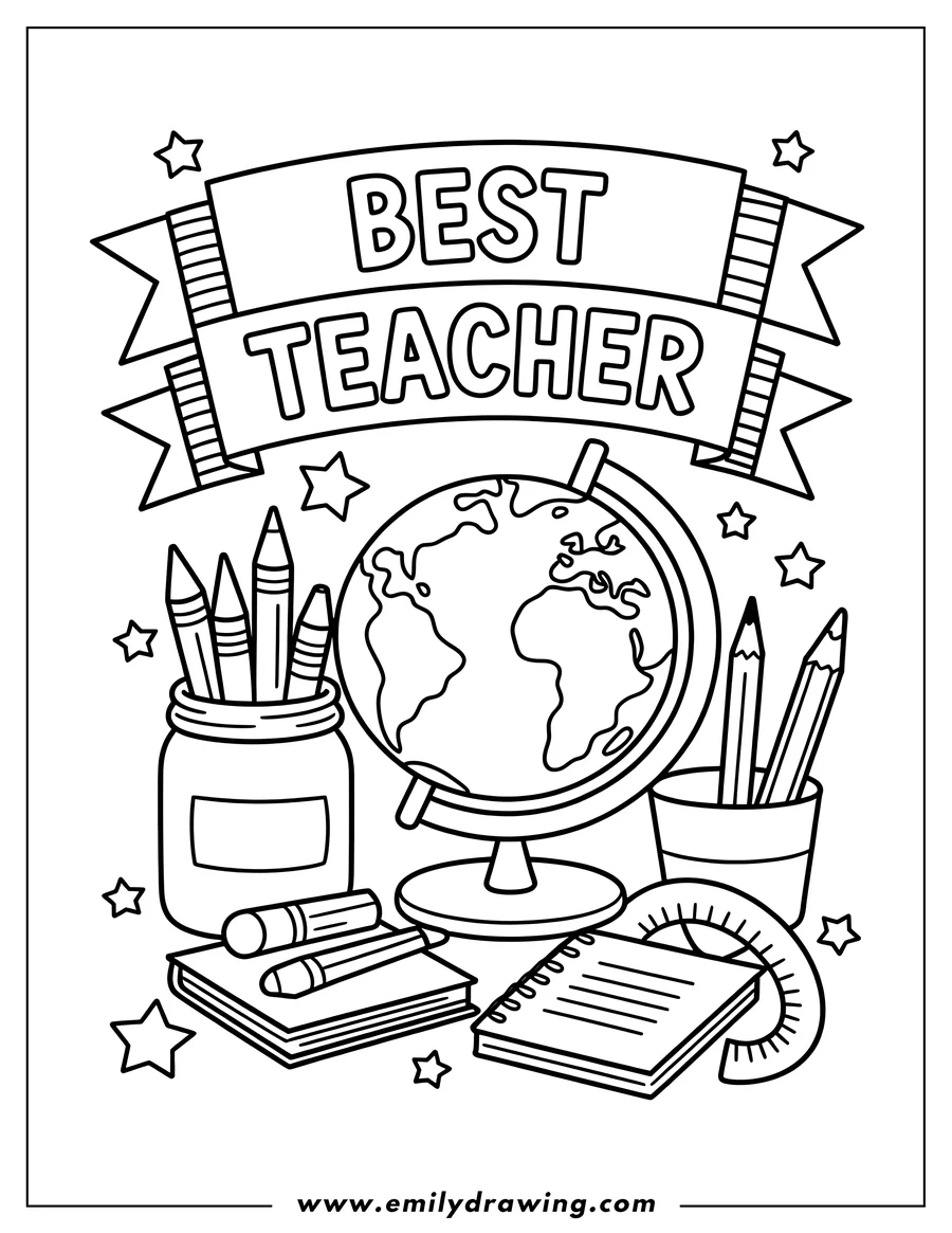 Black and white line art of banner