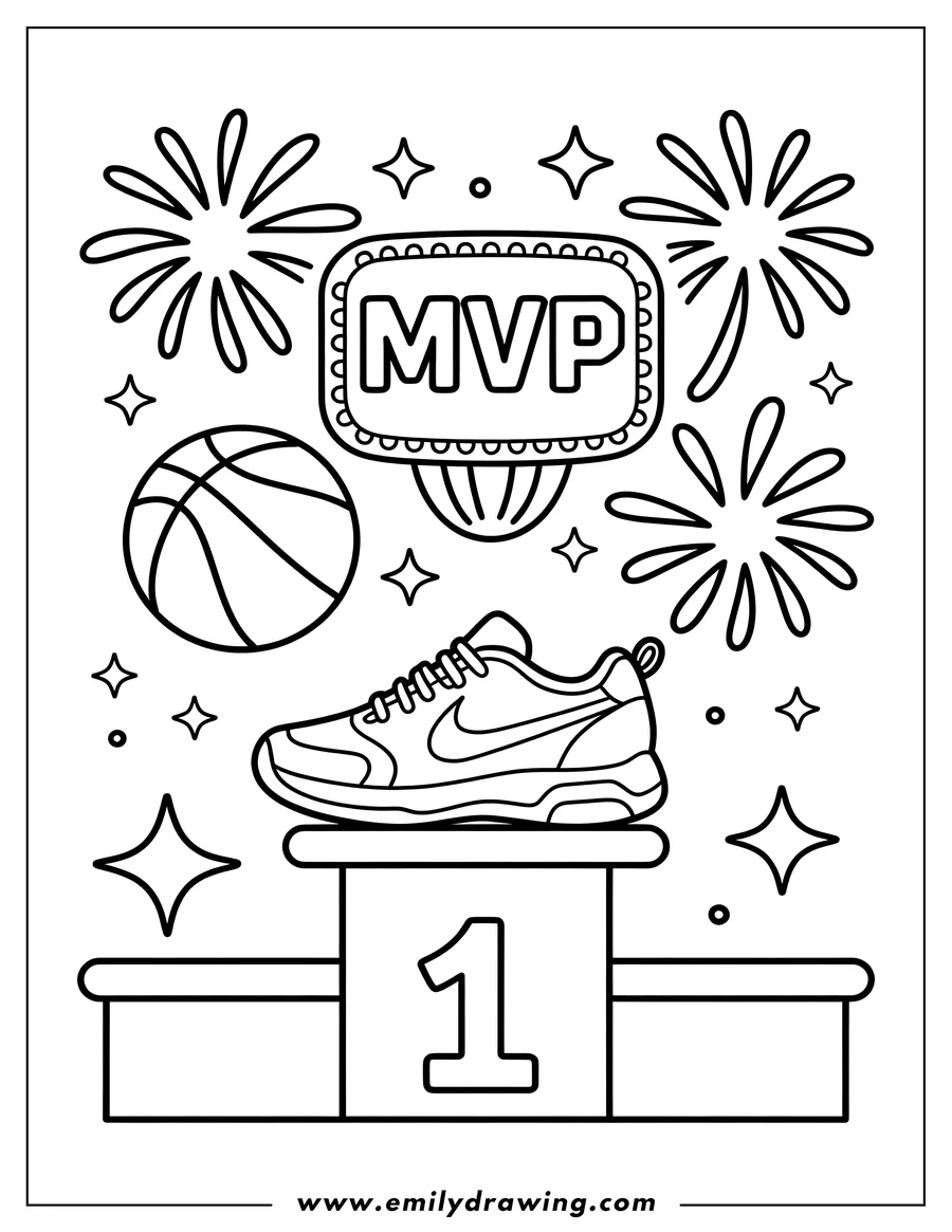 Printable line art of basketball Shoe