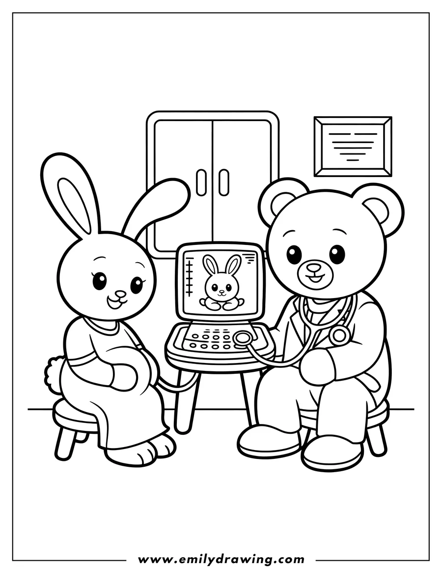 Coloring page of rabbit
