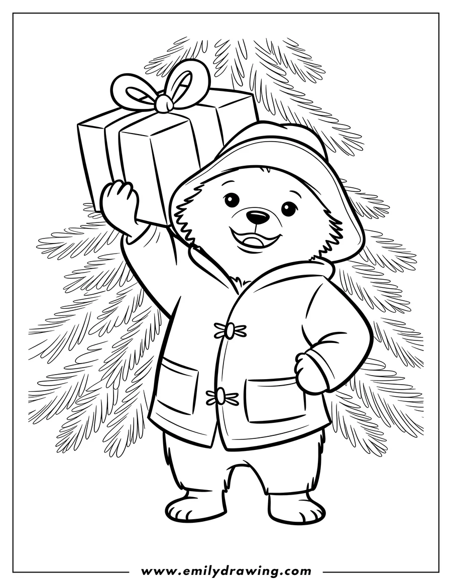Coloring sheet featuring bear