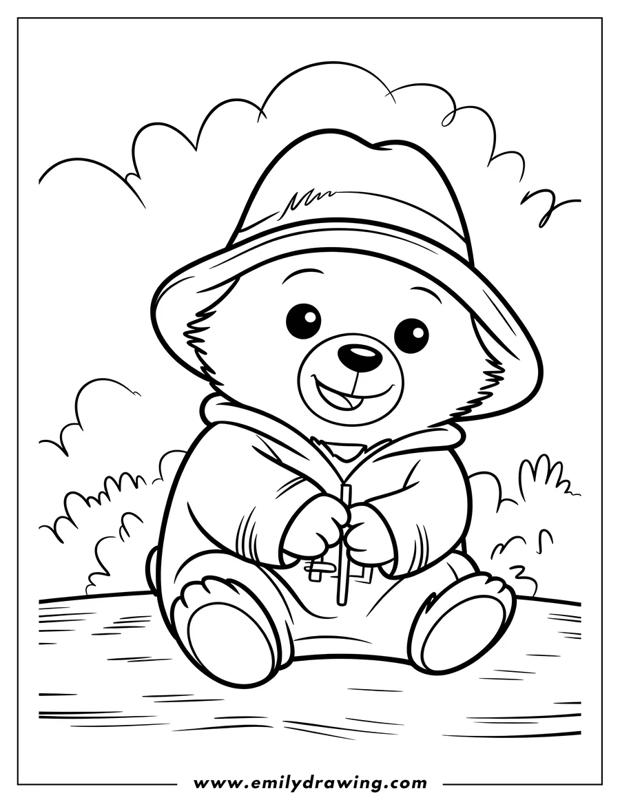 Simple sketch of bear to color