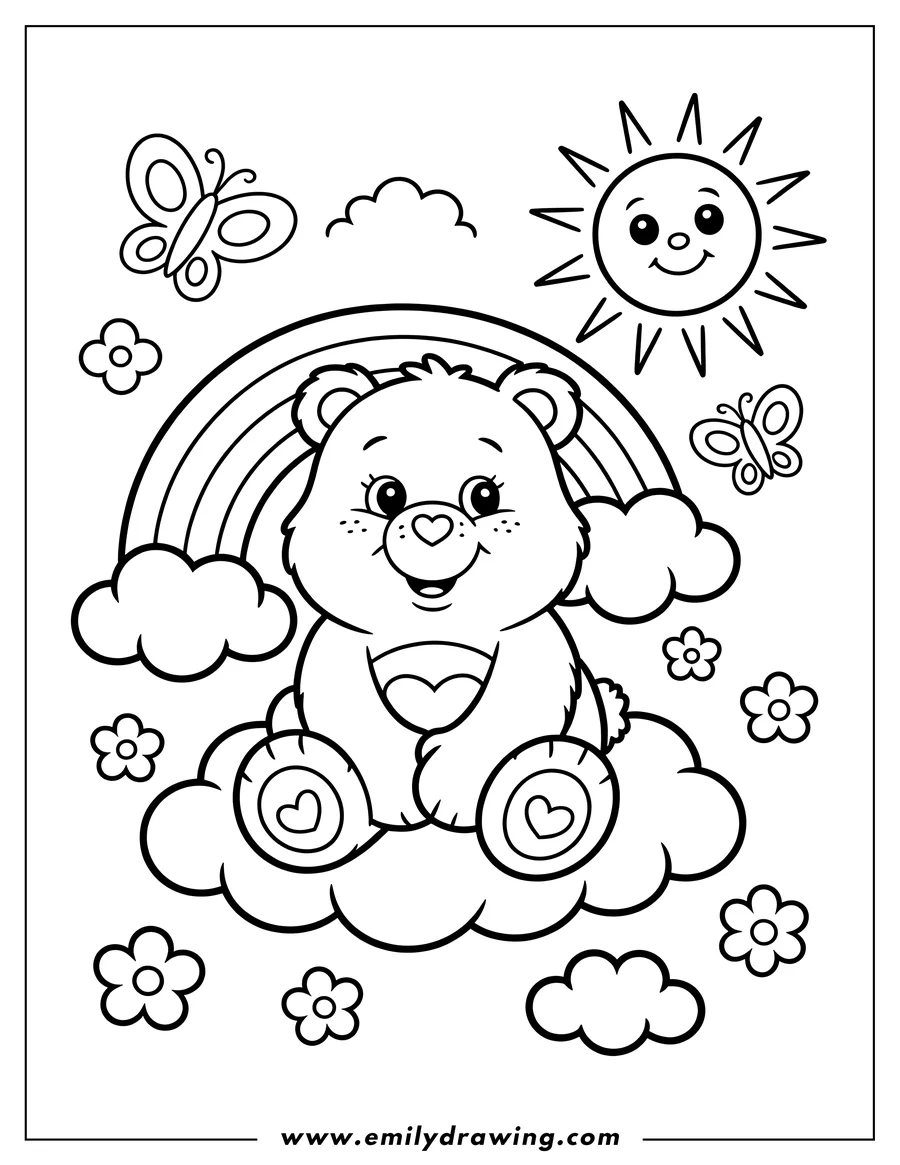 Full page coloring image of bear