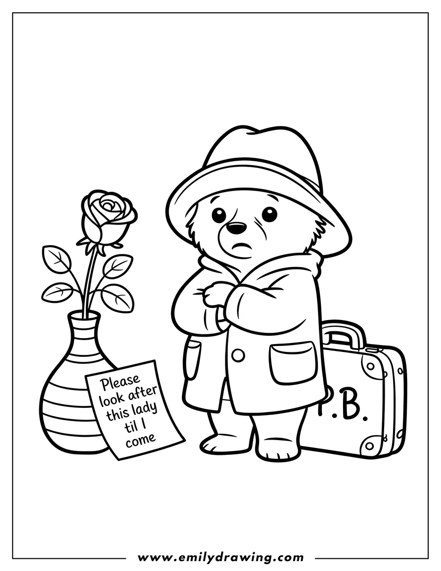 Printable line art of bear