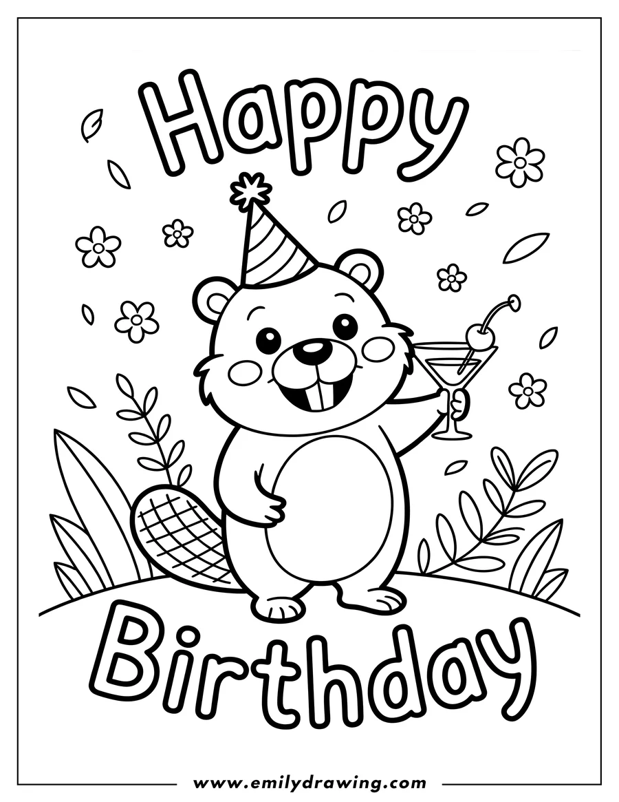 Outline drawing of beaver