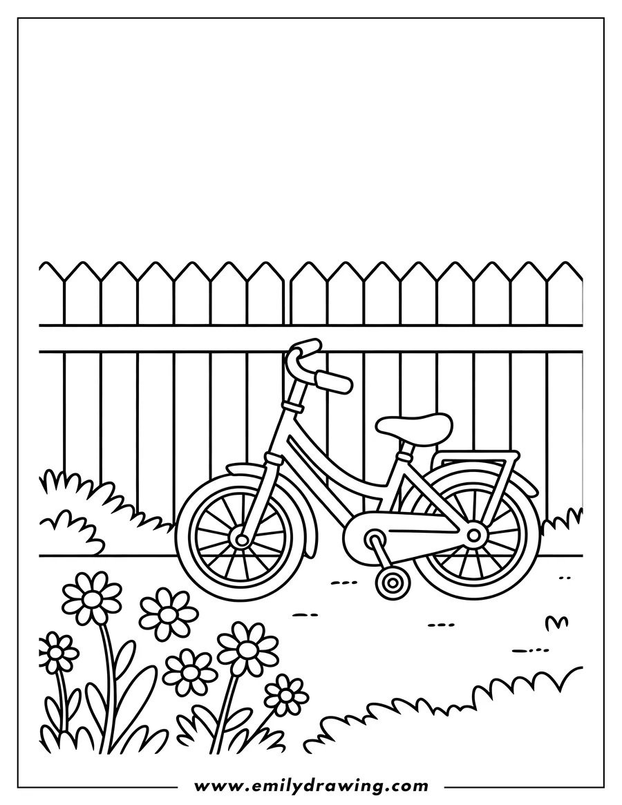 Printable coloring page of bicycle