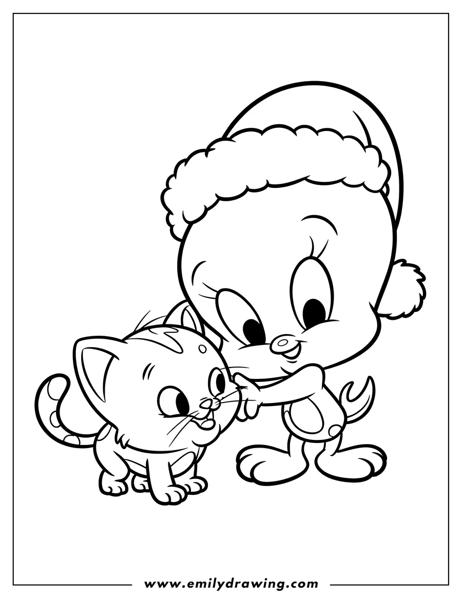 Full page coloring image of bird Character