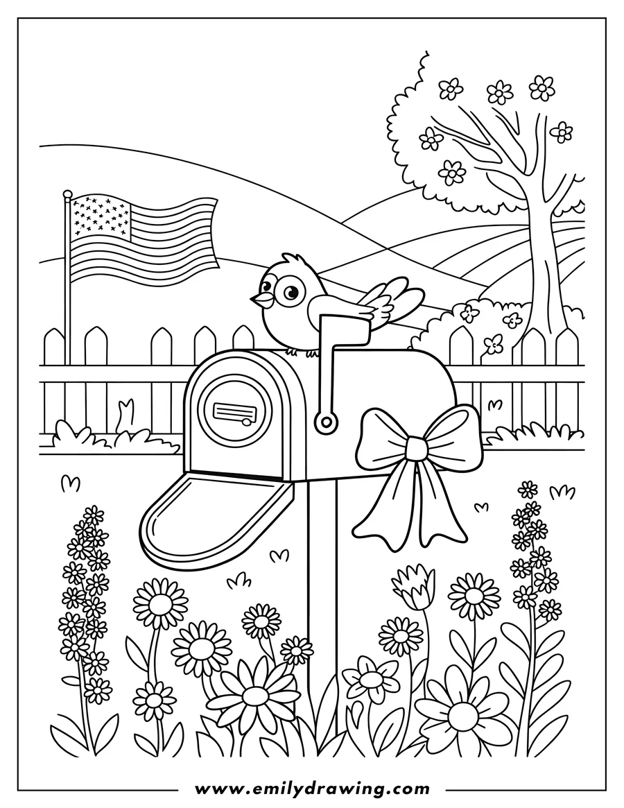 Doodle style coloring picture of bird