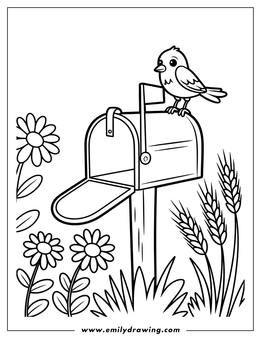 Simple sketch of bird to color