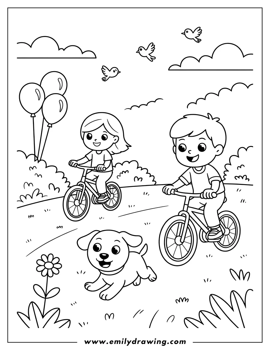PDF style coloring page: boy