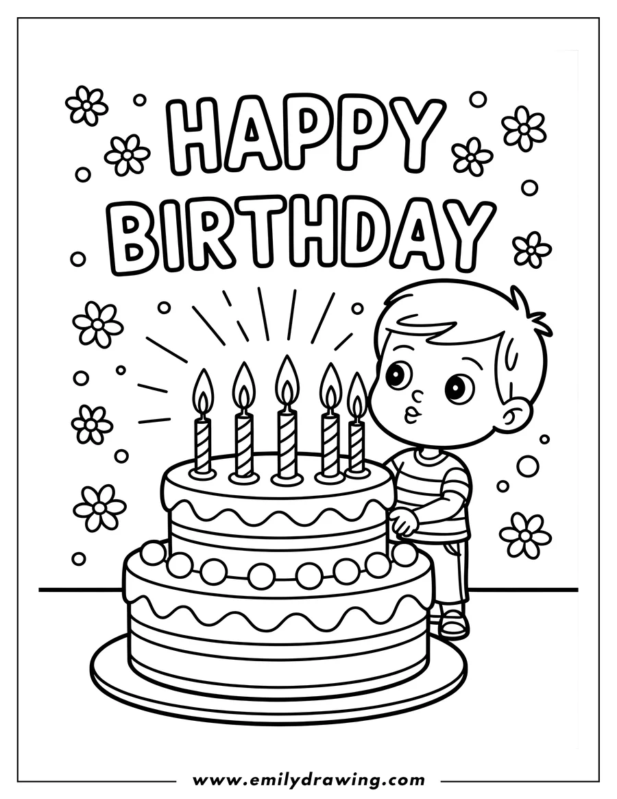 Coloring page for kids: boy