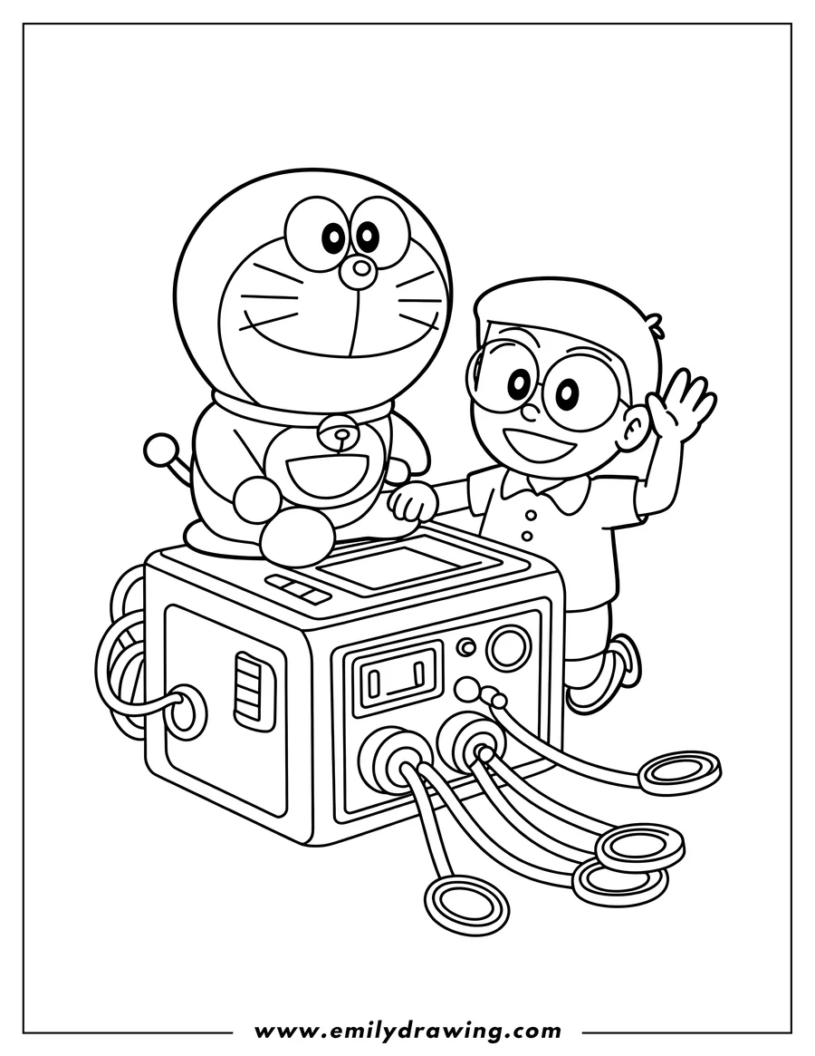 Printable coloring page of robotic Cat