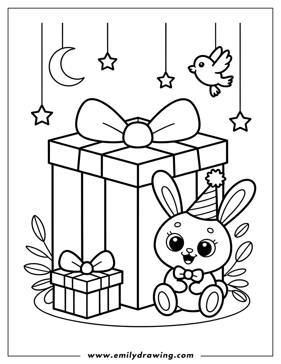 PDF style coloring page: bunny