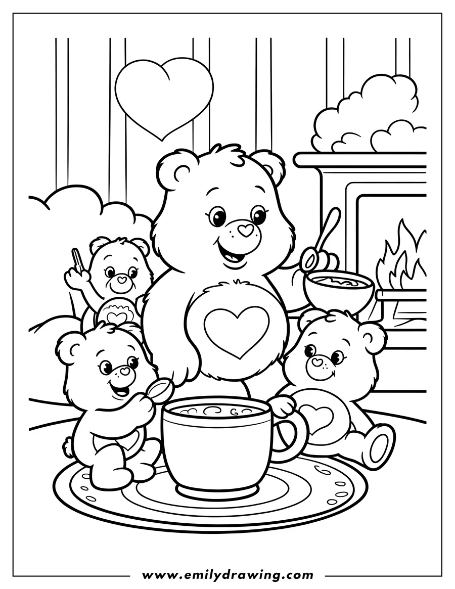 Outline drawing of care Bear (Adult)