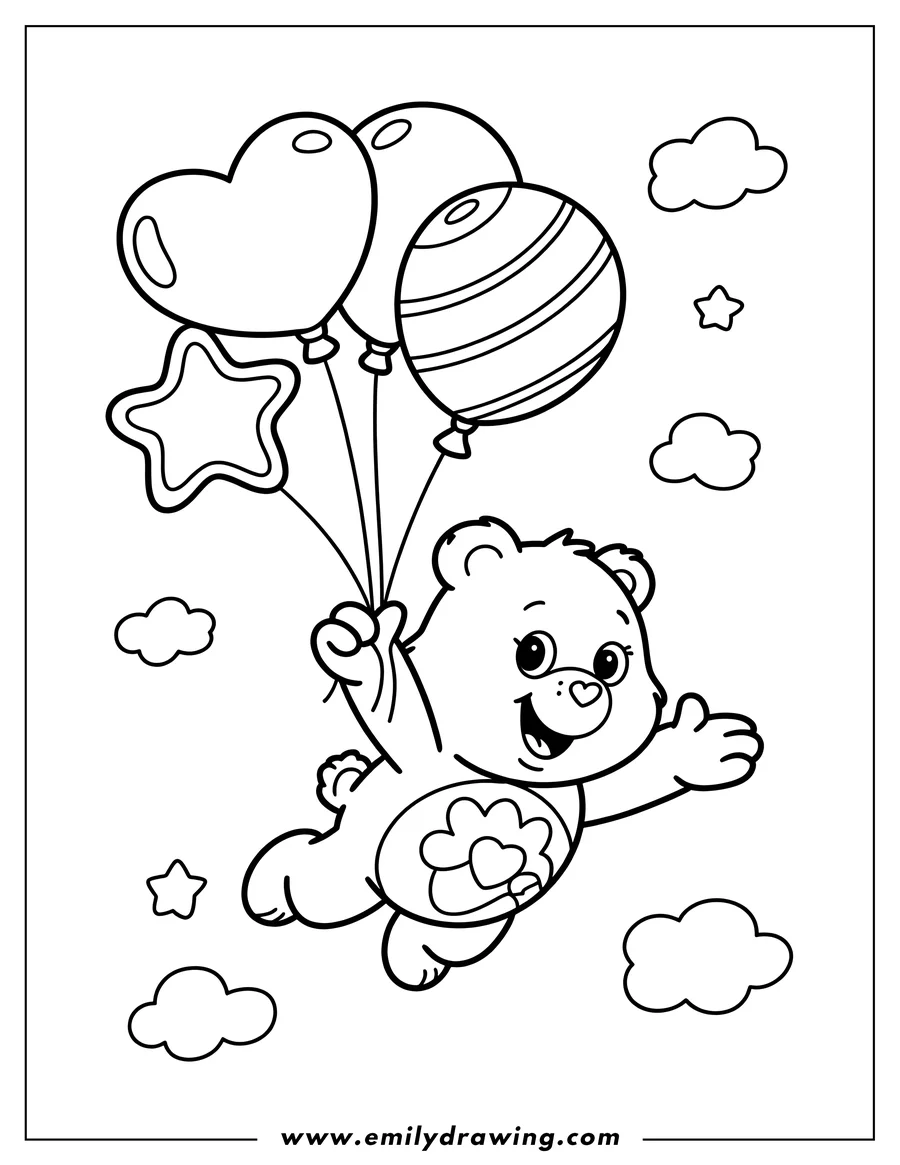 Printable coloring page of care Bear