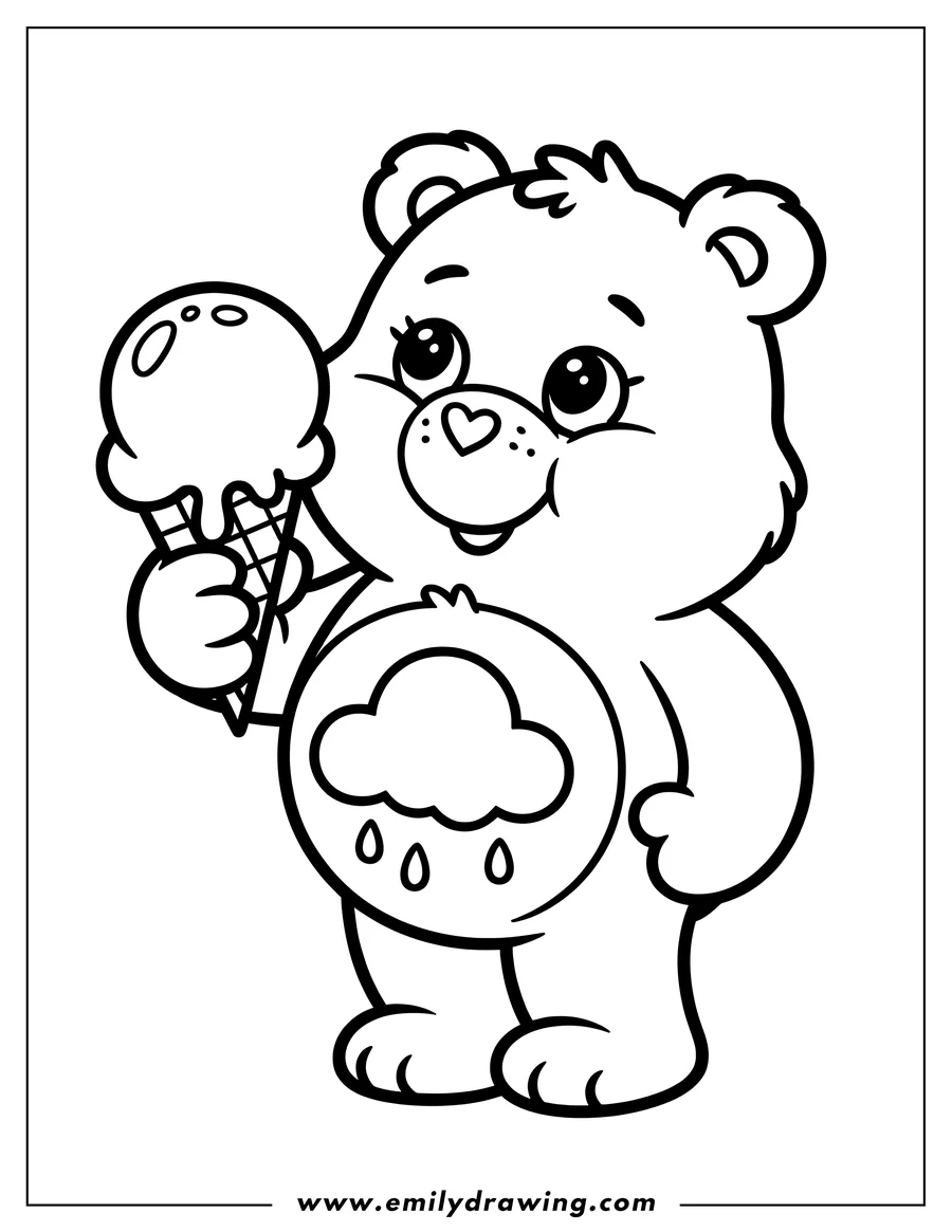 Coloring sheet featuring care Bear